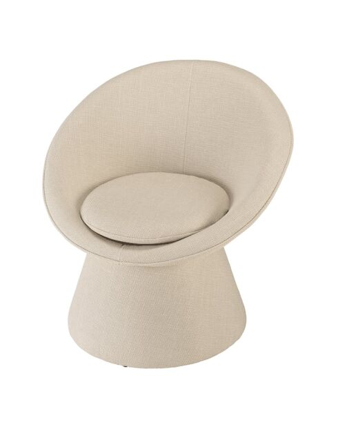 Fauteuil rembourré en tissu Agathe beige - 63x75x75cm
