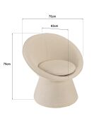 Fauteuil rembourré en tissu Agathe beige - 63x75x75cm