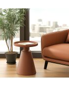 Runder Beistelltisch aus bemaltem Holz Agathe Terrakotta - 38,5 x 38,5 x 48,5 cm