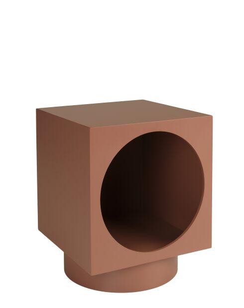 Tavolino quadrato in legno dipinto Agathe terracotta - 34x34x42cm