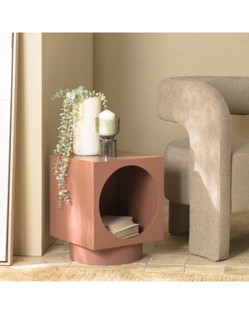 Tavolino quadrato in legno dipinto Agathe terracotta - 34x34x42cm