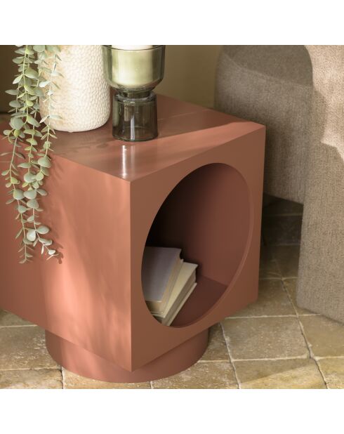 Tavolino quadrato in legno dipinto Agathe terracotta - 34x34x42cm