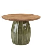 Salontafel met mangohouten blad en groene geëmailleerde James voet - 61x61x43cm