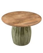 Salontafel met mangohouten blad en groene geëmailleerde James voet - 61x61x43cm