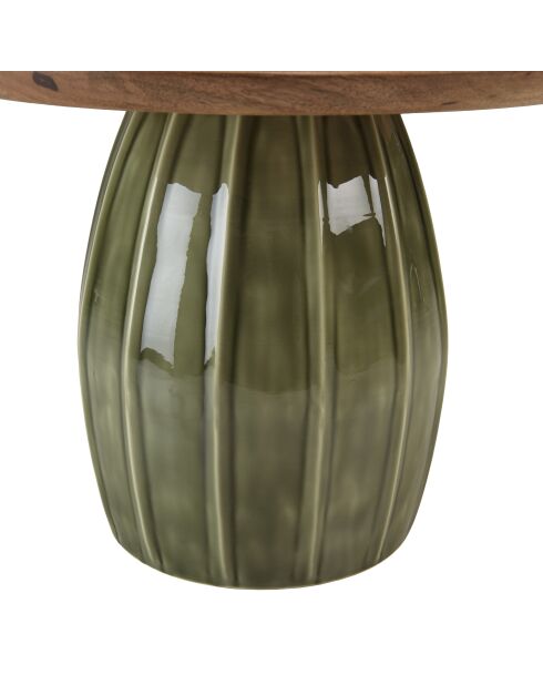 Salontafel met mangohouten blad en groene geëmailleerde James voet - 61x61x43cm