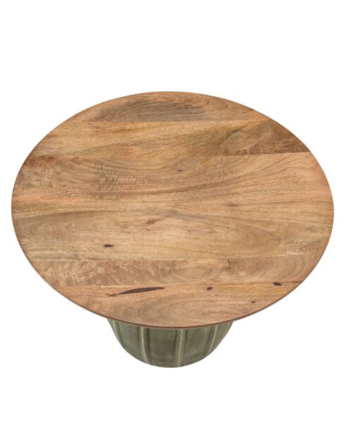 Salontafel met mangohouten blad en groene geëmailleerde James voet - 61x61x43cm