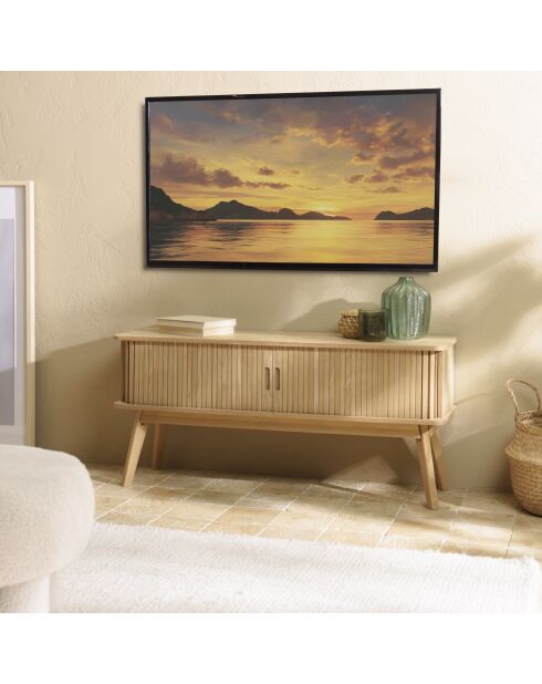Meuble TV en bois Agathe naturel - 30x100x46cm
