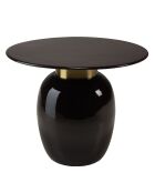 Tavolino rotondo James in metallo smaltato nero, manico dorato - 50x50x40,5 cm