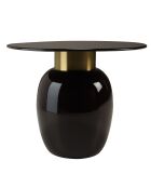 Tavolino rotondo James in metallo smaltato nero, manico dorato - 50x50x40,5 cm