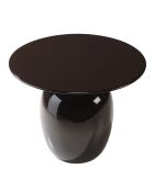 Tavolino rotondo James in metallo smaltato nero, manico dorato - 50x50x40,5 cm