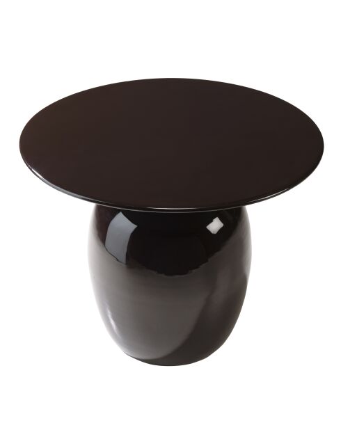 Tavolino rotondo James in metallo smaltato nero, manico dorato - 50x50x40,5 cm