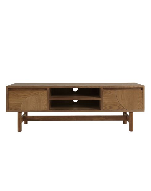 Porta TV Mario 2 cassetti motivo arrotondato 2 nicchie naturali - 40x120x40cm