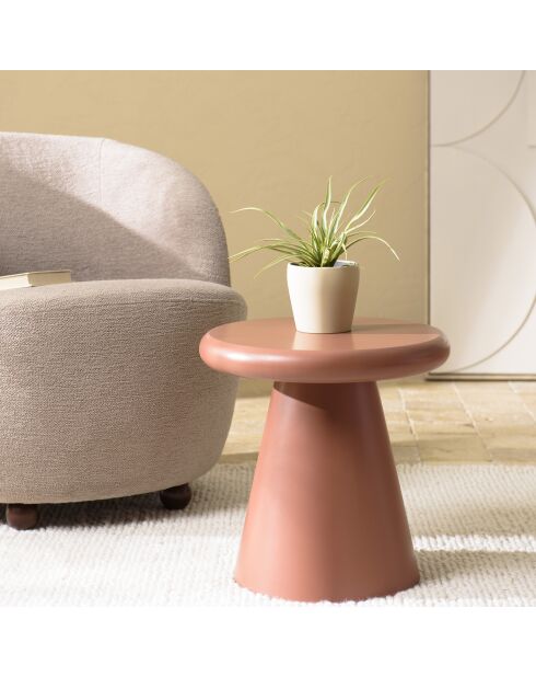 Table d'appoint ronde en bois peint Agathe terracotta - 40x40x40cm