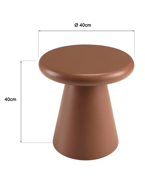 Table d'appoint ronde en bois peint Agathe terracotta - 40x40x40cm