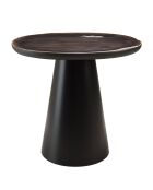 Table d'appoint plateau en manguier émaillé pied métal James noir/marron foncé - 42x45x42cm