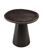Table d'appoint plateau en manguier émaillé pied métal James noir/marron foncé - 42x45x42cm
