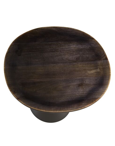 Table d'appoint plateau en manguier émaillé pied métal James noir/marron foncé - 42x45x42cm