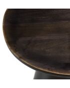 Table d'appoint plateau en manguier émaillé pied métal James noir/marron foncé - 42x45x42cm