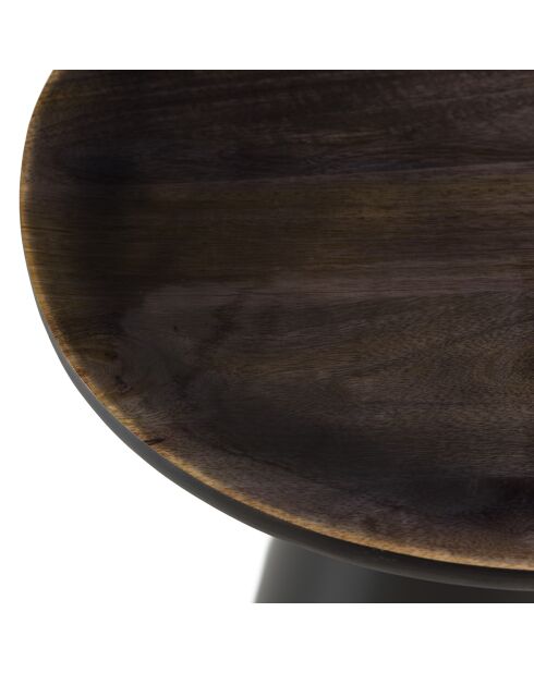 Table d'appoint plateau en manguier émaillé pied métal James noir/marron foncé - 42x45x42cm