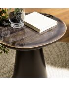 Table d'appoint plateau en manguier émaillé pied métal James noir/marron foncé - 42x45x42cm
