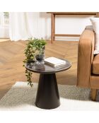 Table d'appoint plateau en manguier émaillé pied métal James noir/marron foncé - 42x45x42cm