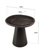 Table d'appoint plateau en manguier émaillé pied métal James noir/marron foncé - 42x45x42cm