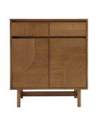Credenza Mario 2 cassetti 2 ante decorata con motivo naturale arrotondato - 38x75x85,5 cm