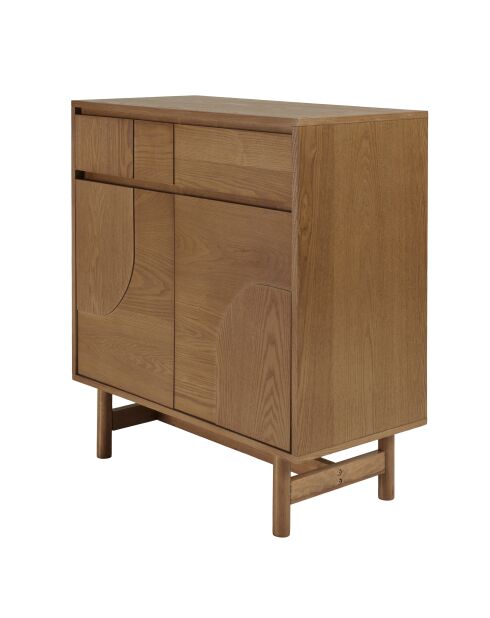 Mario dressoir 2 laden 2 deuren versierd met natuurlijk rond patroon - 38x75x85,5cm
