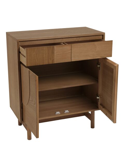 Mario dressoir 2 laden 2 deuren versierd met natuurlijk rond patroon - 38x75x85,5cm