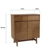 Credenza Mario 2 cassetti 2 ante decorata con motivo naturale arrotondato - 38x75x85,5 cm
