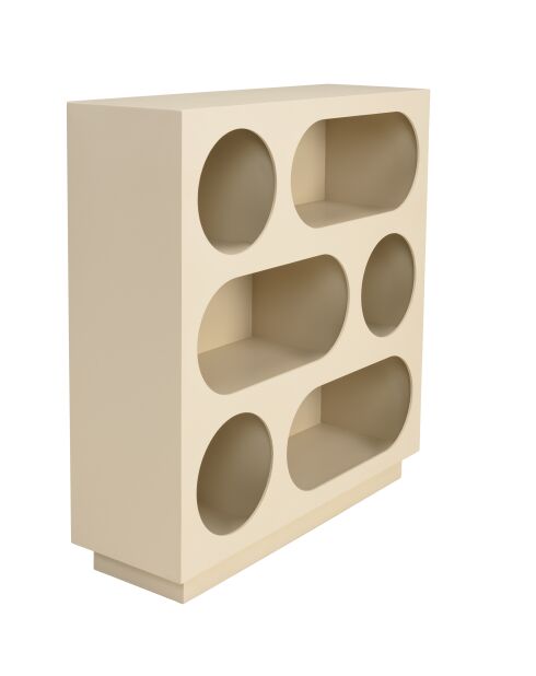 Buffet 6 niches en bois peint Agathe beige - 23x70x75cm