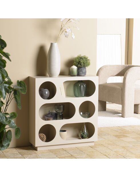 Buffet 6 niches en bois peint Agathe beige - 23x70x75cm