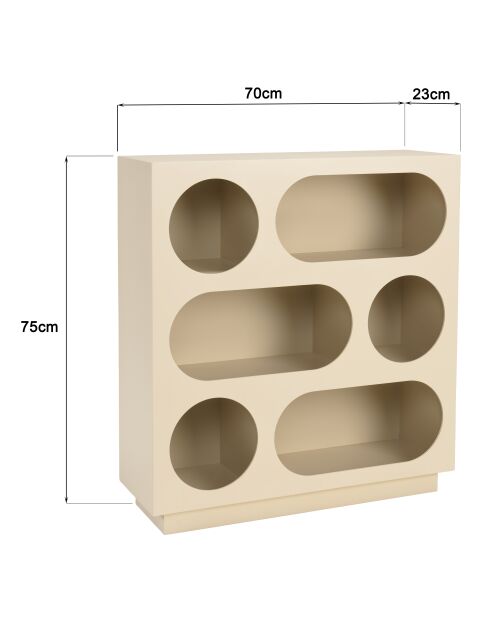 Buffet 6 niches en bois peint Agathe beige - 23x70x75cm