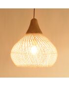 Suspension cloche rotin Sixtine naturelle et teck - 40x40x40cm