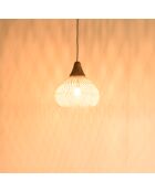 Suspension cloche rotin Sixtine naturelle et teck - 40x40x40cm