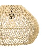 Suspension cloche rotin Sixtine naturelle et teck - 40x40x40cm