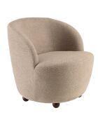 Fauteuil rembourré en tissu Agathe taupe - 77x64x70cm
