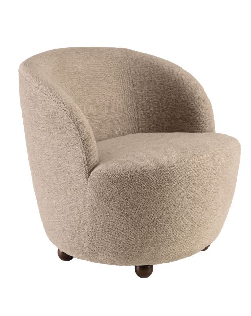 Fauteuil rembourré en tissu Agathe taupe - 77x64x70cm