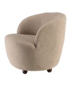 Fauteuil rembourré en tissu Agathe taupe - 77x64x70cm