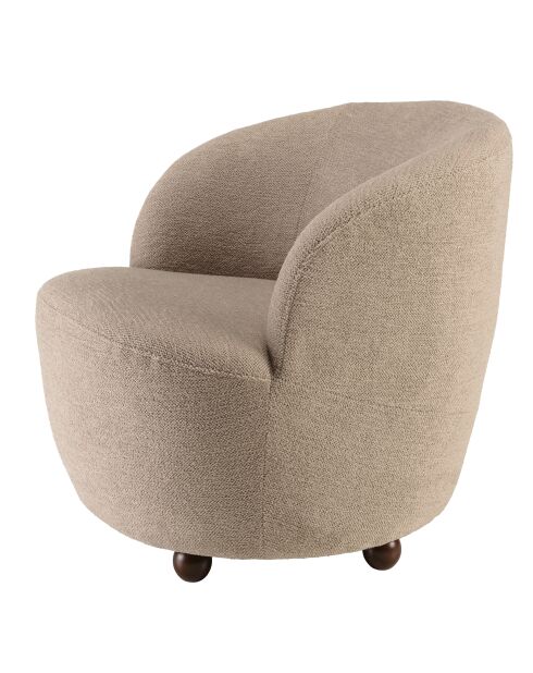 Fauteuil rembourré en tissu Agathe taupe - 77x64x70cm
