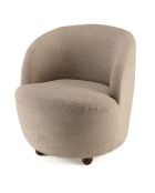 Fauteuil rembourré en tissu Agathe taupe - 77x64x70cm