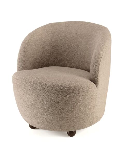 Fauteuil rembourré en tissu Agathe taupe - 77x64x70cm
