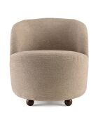 Fauteuil rembourré en tissu Agathe taupe - 77x64x70cm