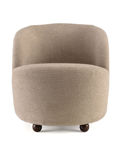 Fauteuil rembourré en tissu Agathe taupe - 77x64x70cm