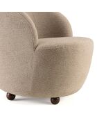 Fauteuil rembourré en tissu Agathe taupe - 77x64x70cm