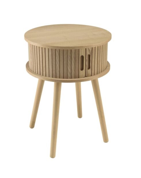 Comodino rotondo in legno Natural Agathe - 40x40x54cm