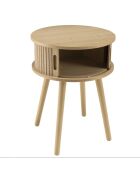 Comodino rotondo in legno Natural Agathe - 40x40x54cm
