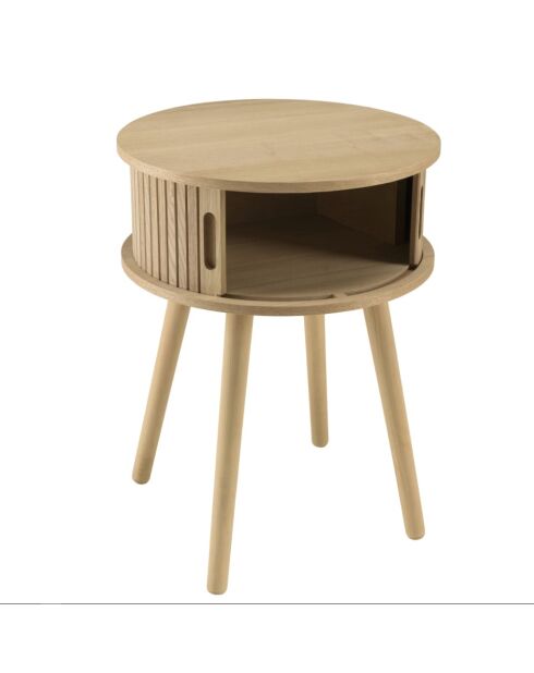 Comodino rotondo in legno Natural Agathe - 40x40x54cm