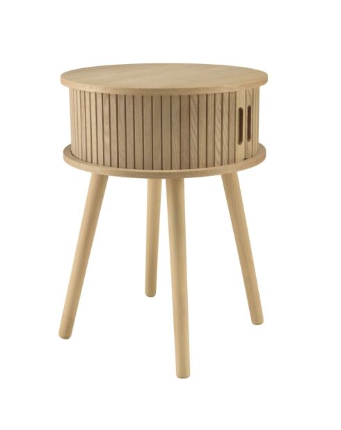 Comodino rotondo in legno Natural Agathe - 40x40x54cm
