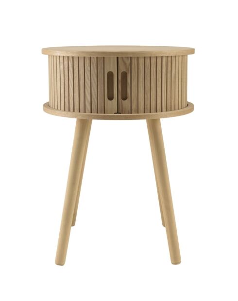 Comodino rotondo in legno Natural Agathe - 40x40x54cm